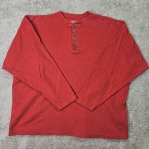 Vintage Marlboro Unlimited Ribbed Thermal Henley Shirt Mens XL Red 90s Cotton
